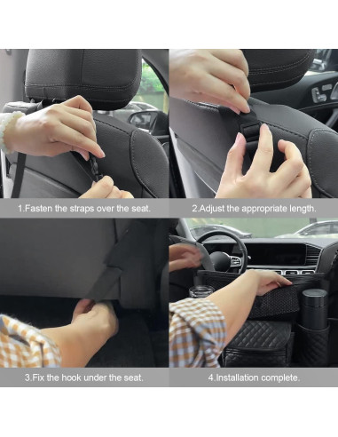 Soporte de Bolso para Automóvil zipelo, Cuero PU Negro, Multifuncional