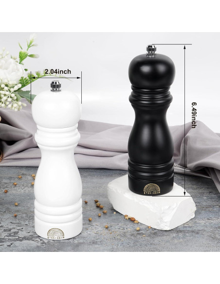 Juego de Molinillos de Sal y Pimienta de Madera 18 cm - Ajustables Juego de Molinillos de Sal y Pimienta de Madera 18 cm - Ajustables