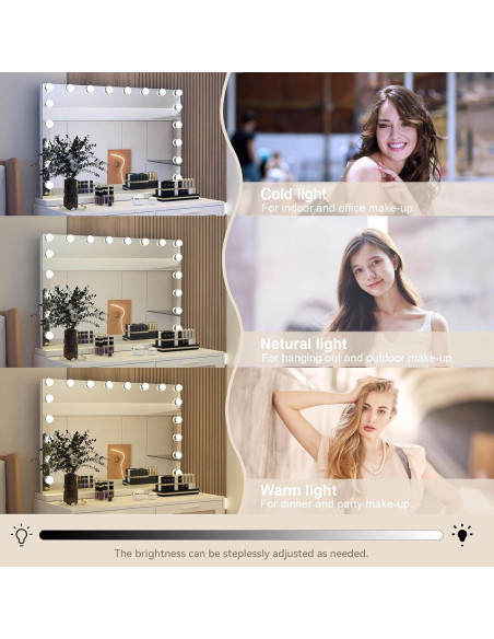 Espejo de Tocador YOURLITE 80cm con Luces LED y Aumento 10x Espejo de Tocador YOURLITE 80cm con Luces LED y Aumento 10x