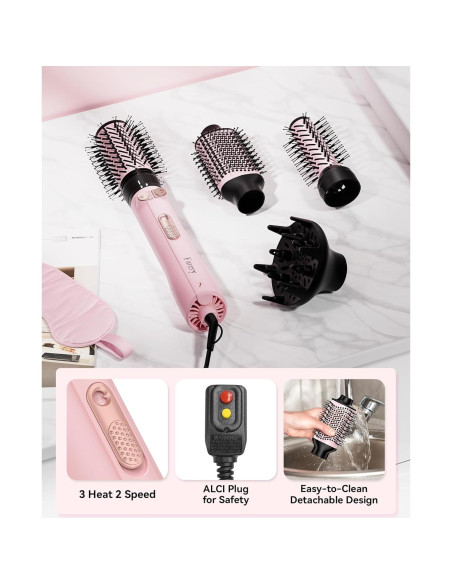 Juego de Cepillo Secador de Pelo 4-en-1 Farery con Difusor Juego de Cepillo Secador de Pelo 4-en-1 Farery con Difusor
