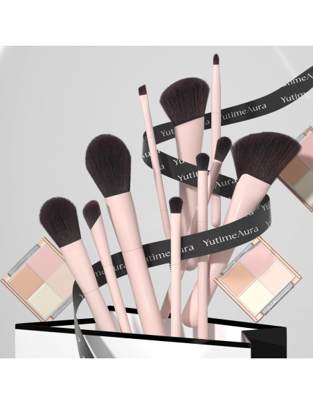 Juego de Brochas de Maquillaje 10 Piezas YutimeAura Profesional Juego de Brochas de Maquillaje 10 Piezas YutimeAura Profesional