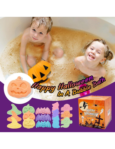 15 Bombas de Baño Halloween para Niños - Cubo Calabaza 15 Bombas de Baño Halloween para Niños - Cubo Calabaza