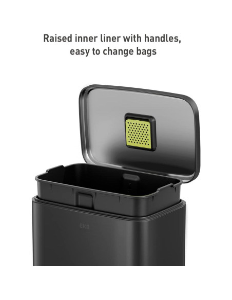 Cubo de Basura EKO Madison 50L Negro Mate con Tapa a Pedal Cubo de Basura EKO Madison 50L Negro Mate con Tapa a Pedal