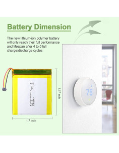 Batería TL284443 para Termostato Nest Gen 3 - 650mAh 2