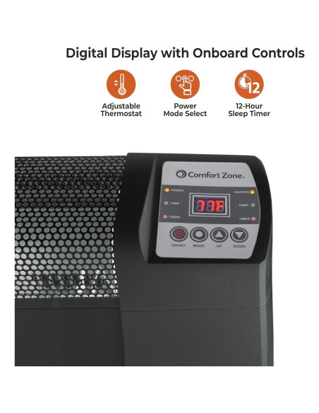 Calefactor de Zócalo Comfort Zone CZ650B 1500W Digital Negro Calefactor de Zócalo Comfort Zone CZ650B 1500W Digital Negro