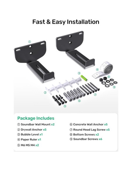 Soporte de Montaje en Pared para Barra de Sonido Borenbuir Ajustable Soporte de Montaje en Pared para Barra de Sonido Borenbuir Ajustable
