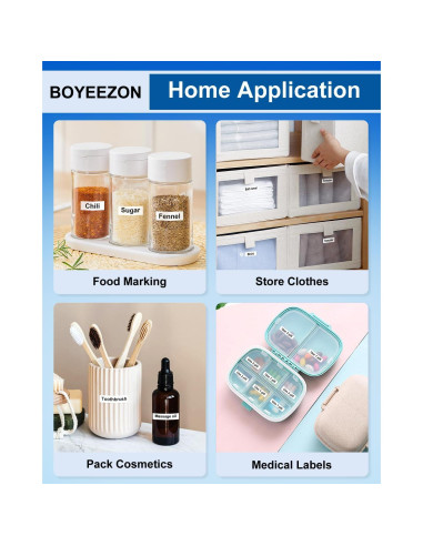 Cintas de Etiquetas BOYEEZON 4Pk Papel Blanco 12mm x 4m