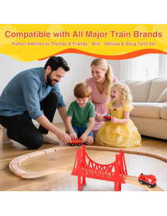 Juego de Pistas de Tren de Madera WudBudz 60 Piezas 100% Compatible 2