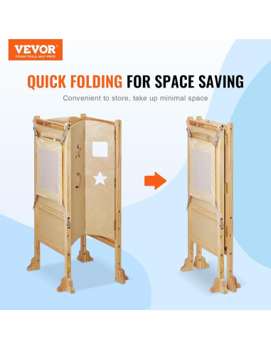 Taburete Plegable para Niños VEVOR de Madera Natural 3 Alturas