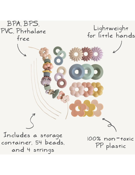 Juego de Enhebrado de Perlas Mushie | Juguete Montessori 54 Piezas Juego de Enhebrado de Perlas Mushie | Juguete Montessori 54 Piezas