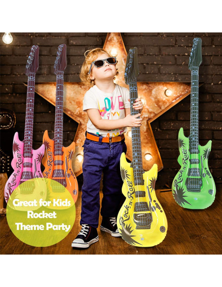 12 Guitarras Inflables de Colores Novelty Place 89cm para Fiesta 12 Guitarras Inflables de Colores Novelty Place 89cm para Fiesta