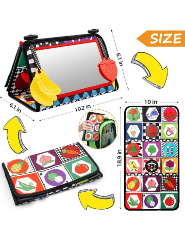 Juguetes para Tummy Time Oukzon con Espejo y Mordedores