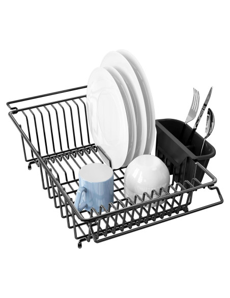 Estante de Secado de Platos Simple Houseware Grande Acero Inoxidable Negro Estante de Secado de Platos Simple Houseware Grande Acero Inoxidable Negro
