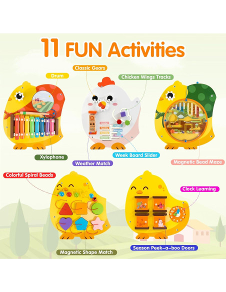 Panel de Pared Sensorial Chick Squad 11 en 1 para Niños Panel de Pared Sensorial Chick Squad 11 en 1 para Niños