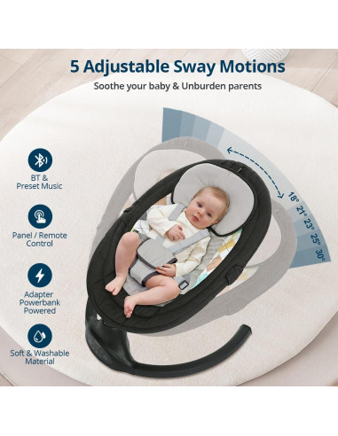Silla Mecedora Bioby para Bebés 0-12 Meses con Control Remoto