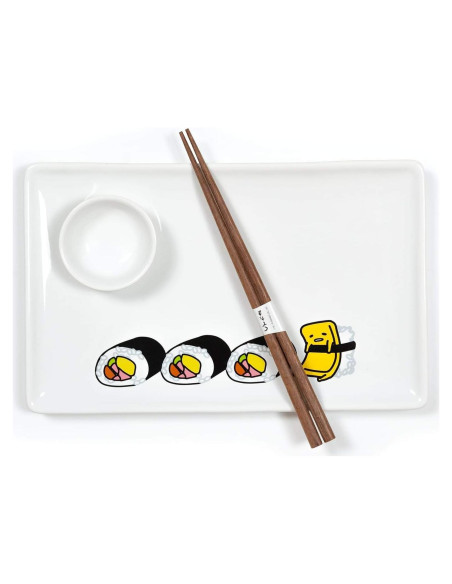 Juego de Sushi Cerámica Gudetama 3 Piezas - Plato, Tazón y Palillos Juego de Sushi Cerámica Gudetama 3 Piezas - Plato, Tazón y Palillos