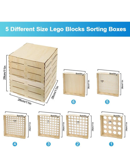 Caja de Clasificación de Bloques de Lego Abnaok - 5 Bandejas Caja de Clasificación de Bloques de Lego Abnaok - 5 Bandejas