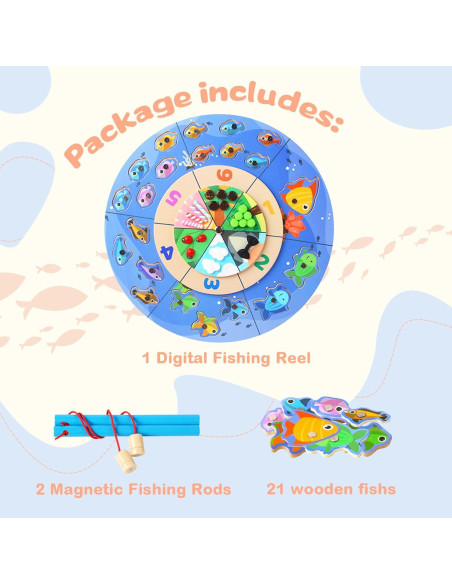 Juego de Pesca Magnético de Madera Adena Montessori - 27.94 cm Juego de Pesca Magnético de Madera Adena Montessori - 27.94 cm
