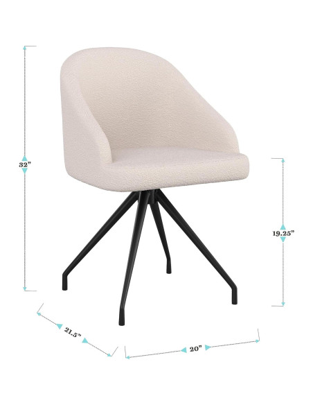 Silla de oficina giratoria Sora Martha Stewart boucle blanco Silla de oficina giratoria Sora Martha Stewart boucle blanco
