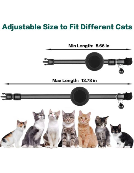 Collar Reflectante para Gato Dgerp con Soporte para AirTag Negro Collar Reflectante para Gato Dgerp con Soporte para AirTag Negro