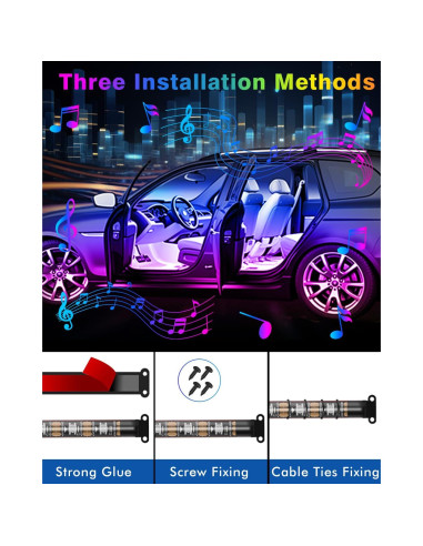 Luces de tira LED DUOFU365 para coche RGB con control APP