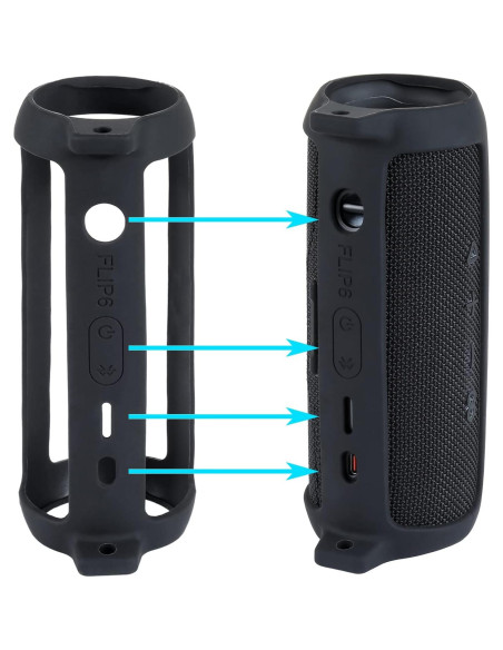 Funda de Silicona co2CREA para Altavoz JBL Flip 6 Negra Funda de Silicona co2CREA para Altavoz JBL Flip 6 Negra
