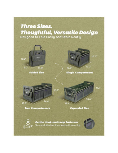 Organizador de Maletero Plegable LumiRakuen XL Verde 90x35x26cm