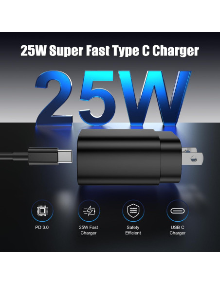 Cargador USB C Rápido 25W Essri Paquete de 4 con Cables 6FT y 10FT Cargador USB C Rápido 25W Essri Paquete de 4 con Cables 6FT y 10FT