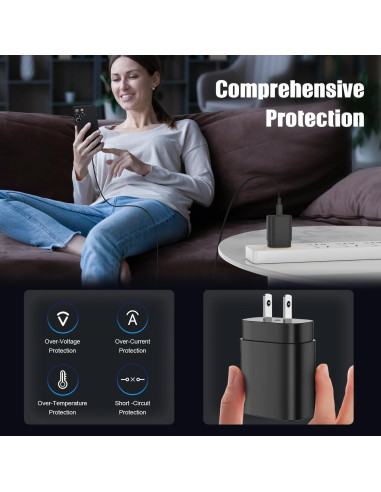 Cargador USB C Rápido 25W Essri Paquete de 4 con Cables 6FT y 10FT