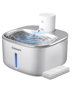 Fuente de Agua Inalámbrica Gimars 3.2L Acero Inoxidable para Mascotas