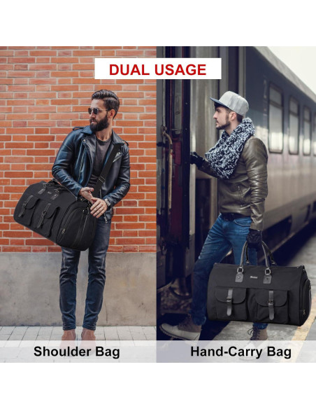Bolsa de viaje convertible Modoker 45L, lona negra, resistente al agua Bolsa de viaje convertible Modoker 45L, lona negra, resistente al agua
