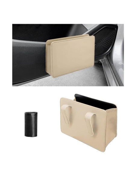 Basurero de Coche FSTURIOS Beige Plegable Impermeable 20.5x6.5x14 cm Basurero de Coche FSTURIOS Beige Plegable Impermeable 20.5x6.5x14 cm