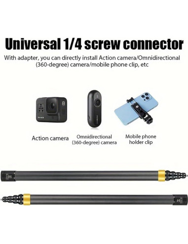 Palo Selfie Extensible 3m Fibra de Carbono para Cámaras de Acción