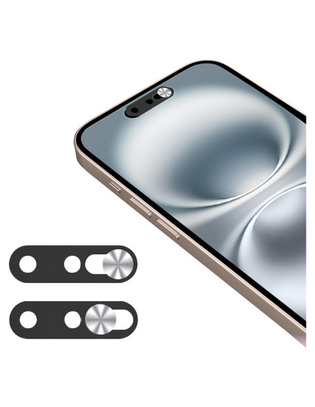 Cubierta de Cámara Frontal EYSOFT para iPhone 16 - 2 Paquete Plata Cubierta de Cámara Frontal EYSOFT para iPhone 16 - 2 Paquete Plata