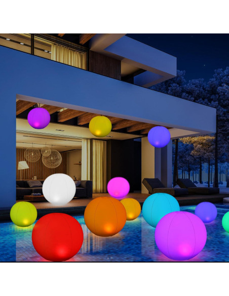 Wettarn 16 Bolas de Luz Solar Flotantes 30.48 y 40.64 cm LED Wettarn 16 Bolas de Luz Solar Flotantes 30.48 y 40.64 cm LED