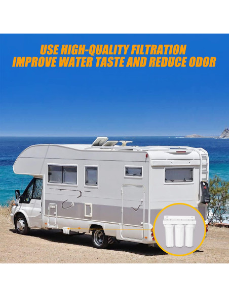 Sistema de Filtro de Agua Externo RANSOTO 3 Etapas para RV y Barcos Sistema de Filtro de Agua Externo RANSOTO 3 Etapas para RV y Barcos