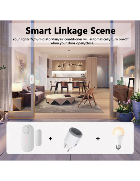 Sensor de Puerta Inteligente Zecamin WiFi con Alarma 80dB Sensor de Puerta Inteligente Zecamin WiFi con Alarma 80dB