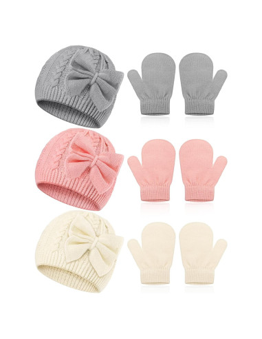 Set de Gorro y Guantes Satinior 3 Piezas para Niños 0-6 Años