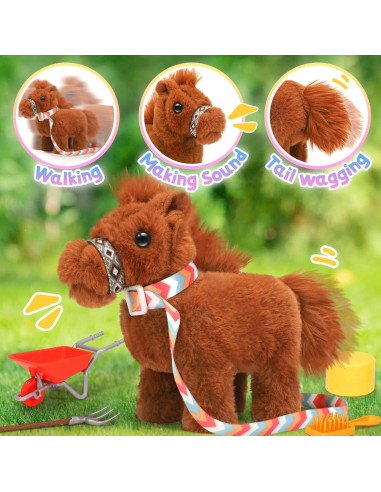 Caballo de Peluche Interactivo Tagitary 20x9x13.5cm Marrón
