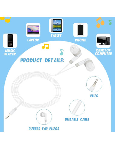 Auriculares In-Ear Kigeli 100 Pcs para Niños y Adultos 3.5mm
