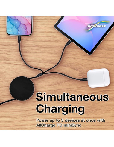 Cable Retráctil BoxWave USB-C y Micro USB 100W para Edifier Stax Spirit S3