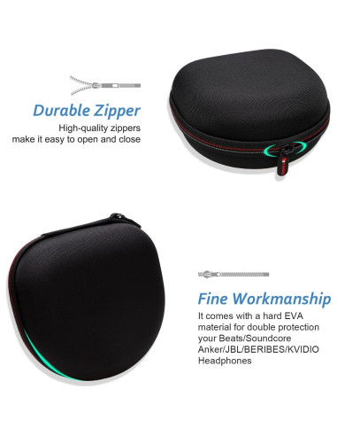Funda EVA para Auriculares XANAD Negro - Compatible con Beats, JBL, JLab