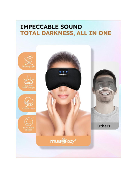 MUSICOZY Auriculares para dormir Bluetooth con máscara 14h MUSICOZY Auriculares para dormir Bluetooth con máscara 14h