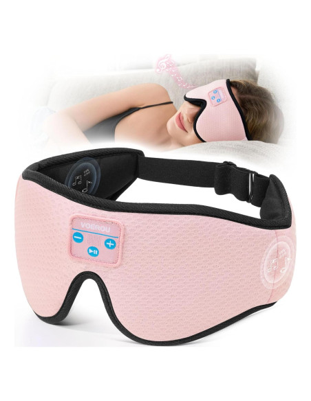 Auriculares para dormir Voerou Bluetooth 5.4, máscara 3D rosa Auriculares para dormir Voerou Bluetooth 5.4, máscara 3D rosa