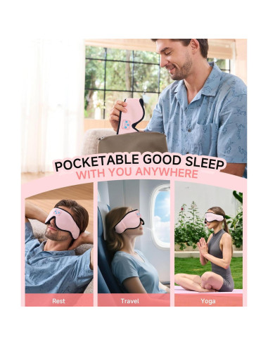 Auriculares para dormir Voerou Bluetooth 5.4, máscara 3D rosa