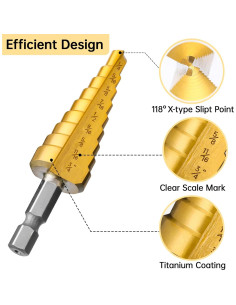 Juego de Brocas Escalonadas HSS Titanio IRONANT 3 Piezas 2