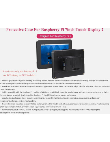 Funda Protectora Raspberry Pi 5 y Pantalla Táctil 7"