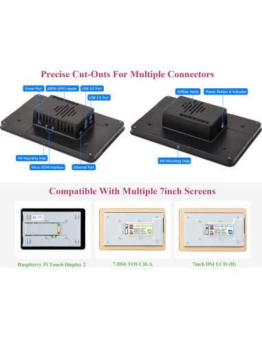 Funda Protectora Raspberry Pi 5 y Pantalla Táctil 7"