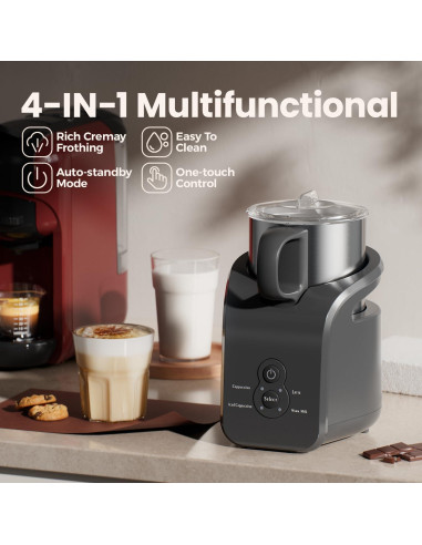 Espumador de Leche JZ.CAFE 450ml Automático 4 en 1 Acero Inoxidable
