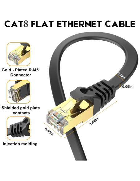 Cable Ethernet CAT8 Ercielook 9.14 m Alta Velocidad S/FTP Cable Ethernet CAT8 Ercielook 9.14 m Alta Velocidad S/FTP